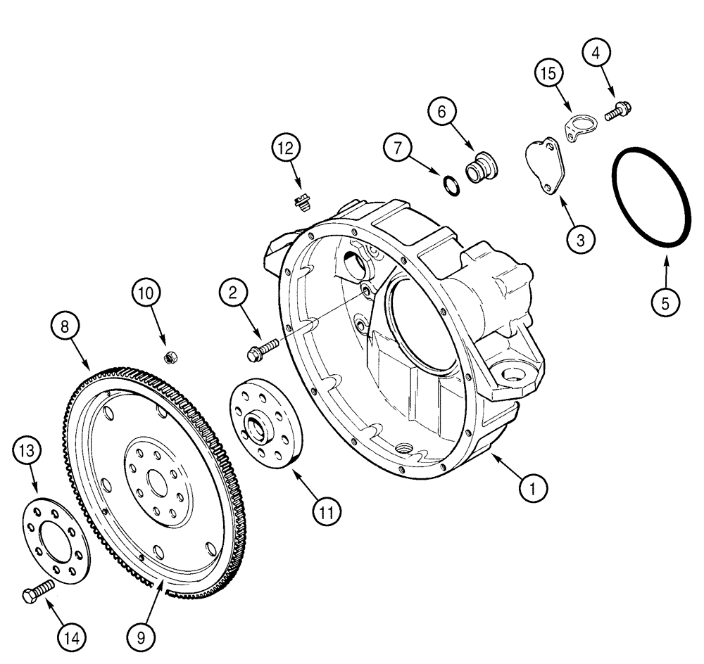 Схема запчастей Case 750H - (02-20) - FLYWHEEL AND HOUSING (02) - ENGINE