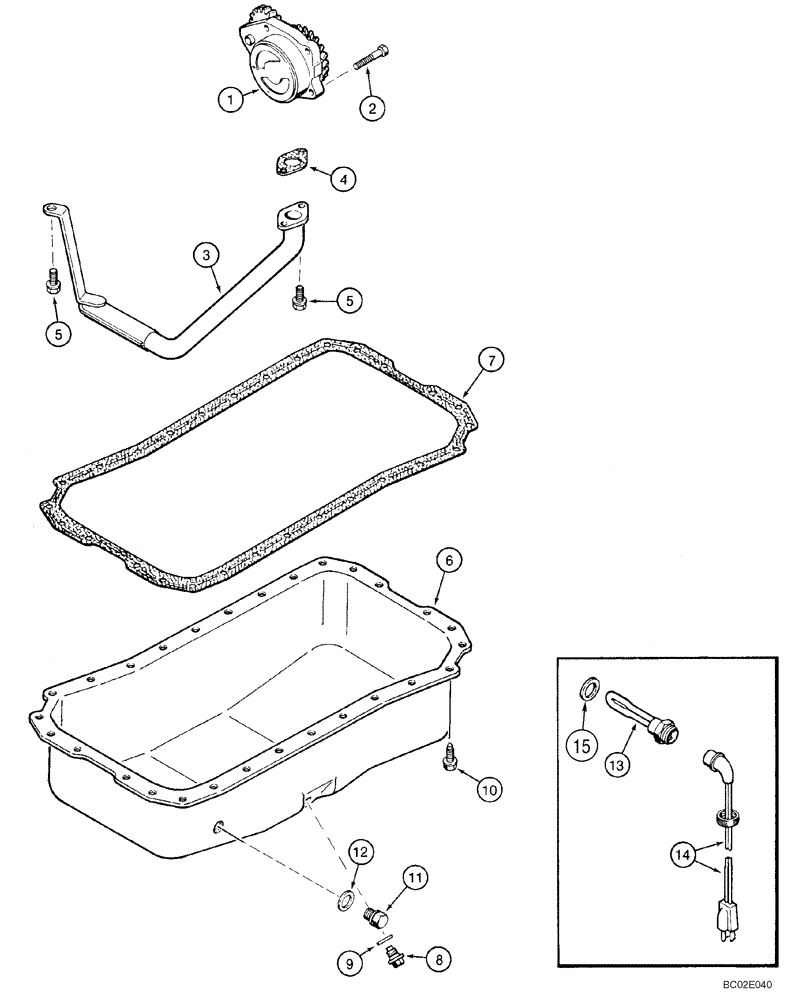 Схема запчастей Case 650K - (02-13) - OIL PUMP, PAN - HEATER, 4T-390 EMISSIONS CERTIFIED ENGINE (02) - ENGINE