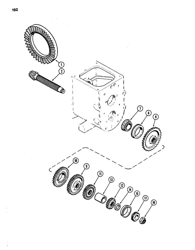 Схема запчастей Case 480D - (192) - TRANSAXLE COUNTERSHAFT, TRANSMISSION S/N 16270319 AND AFTER (27) - REAR AXLE SYSTEM