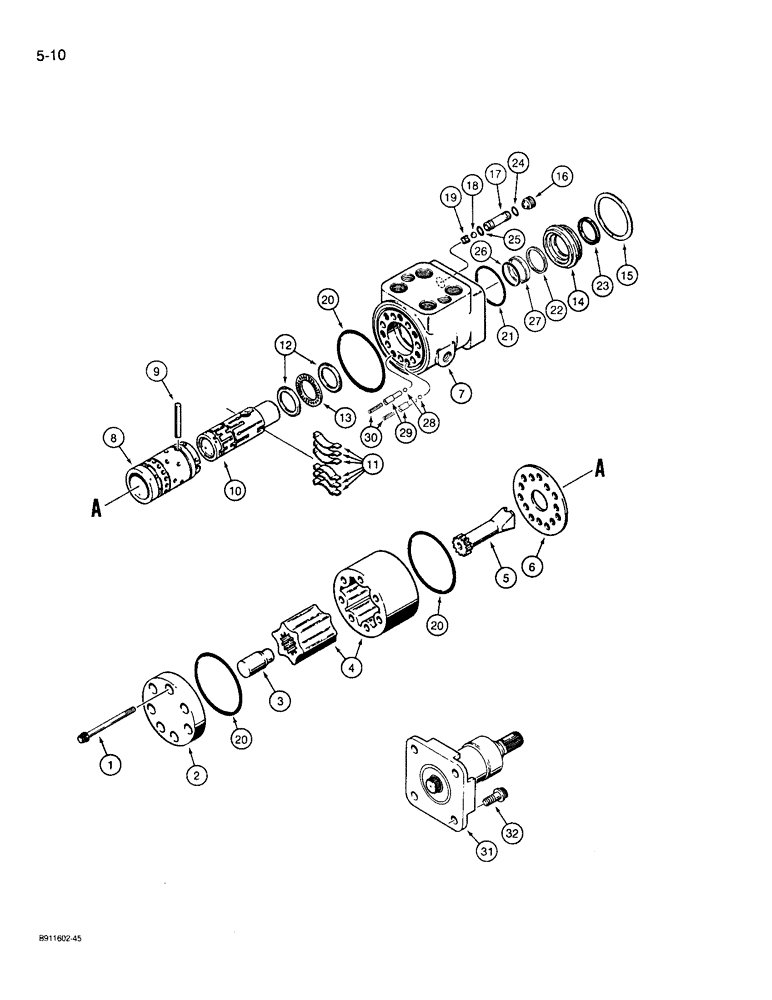 Схема запчастей Case 721 - (5-10) - STEERING CONTROL VALVE ASSEMBLY - L129607, WITH LOWER COLUMN & INTERNAL RELIEF (05) - STEERING