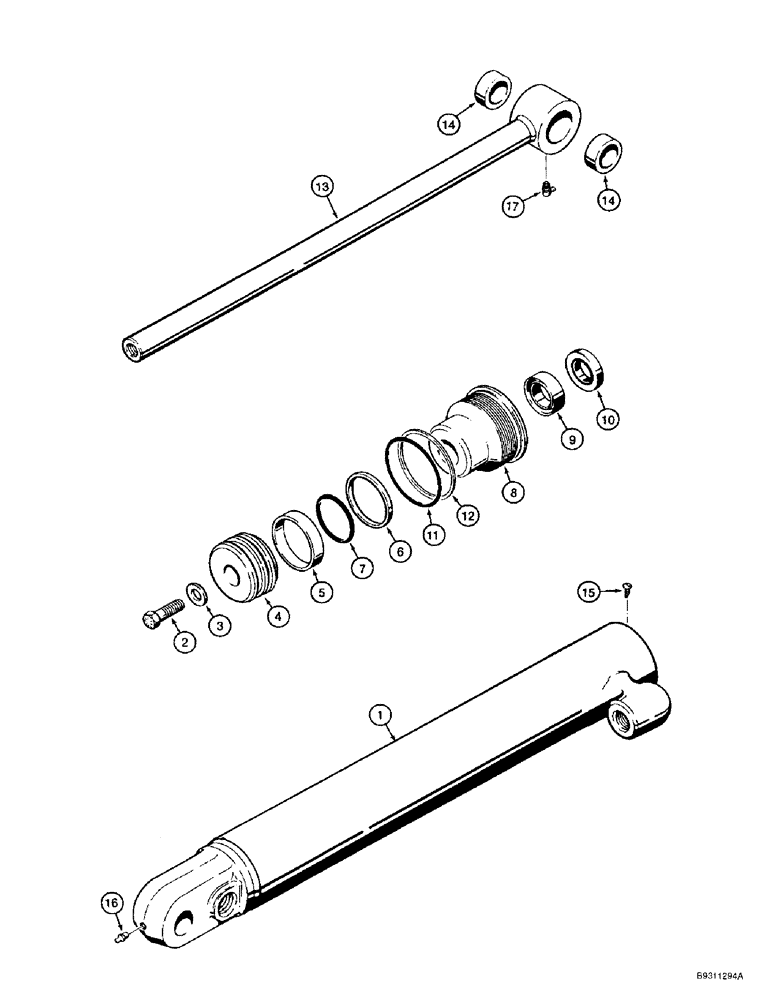 Схема запчастей Case 1838 - (8-28) - LOADER BUCKET TILT CYLINDER (08) - HYDRAULICS