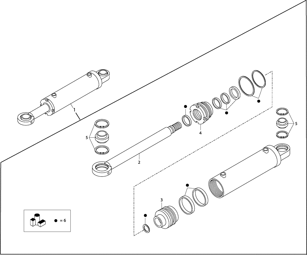 Схема запчастей Case 330B - (43E00000014[001]) - CYLINDER ASSY, STEERING (89500421250) (09) - Implement / Hydraulics / Frame / Brakes