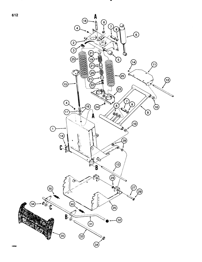 Схема запчастей Case 580SE - (612) - D127368 SUSPENSION SEAT ADJUSTER ASSEMBLY, USED WITH OPTIONAL DELUXE INTERIOR SEATS (09) - CHASSIS/ATTACHMENTS