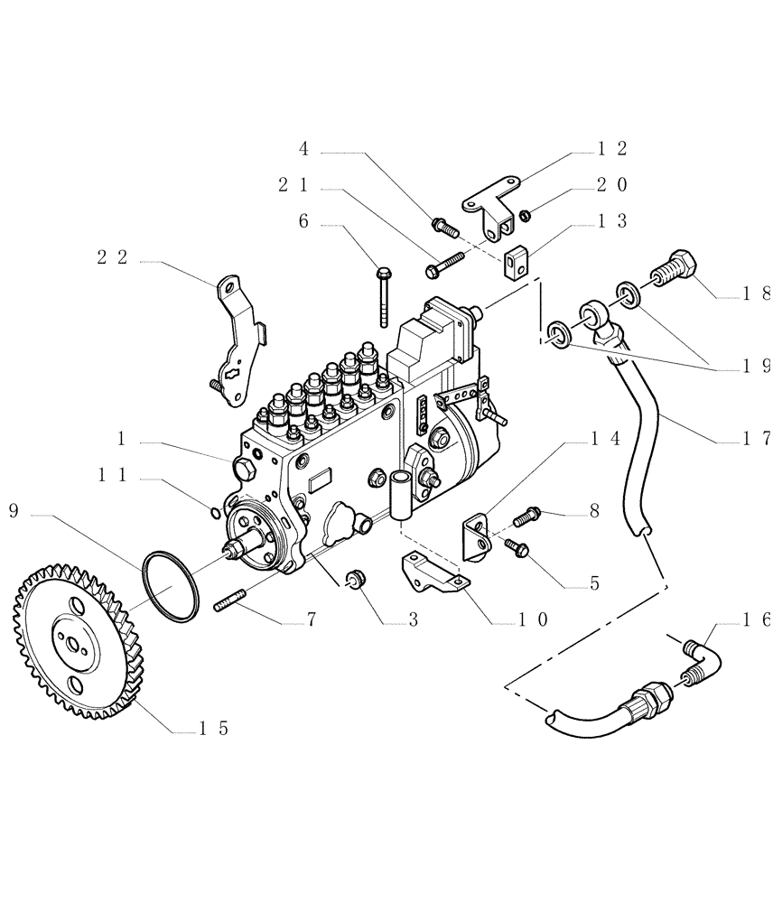 Схема запчастей Case 1850K - (0.140[01]) - INJECTION PUMP (01) - ENGINE