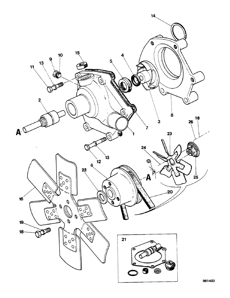 Схема запчастей Case 580G - (030) - ENGINE - WATER PUMP AND FAN (02) - ENGINE