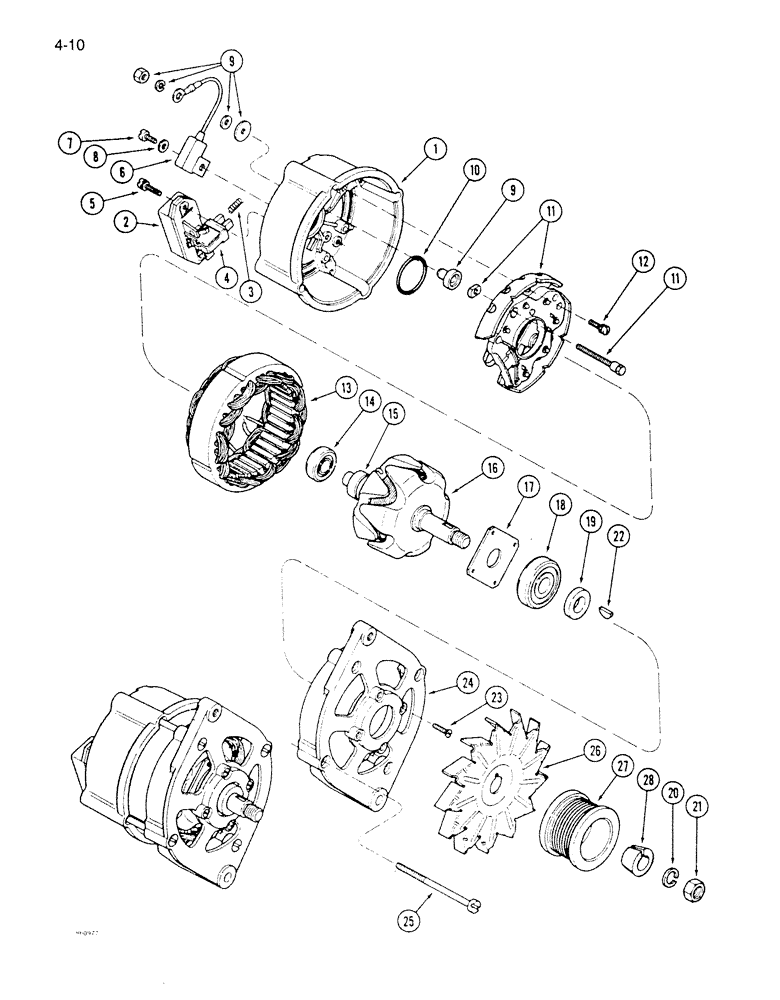 Схема запчастей Case 1085B - (4-010) - BOSCH ALTERNATOR - A186124, IF USED (04) - ELECTRICAL SYSTEMS