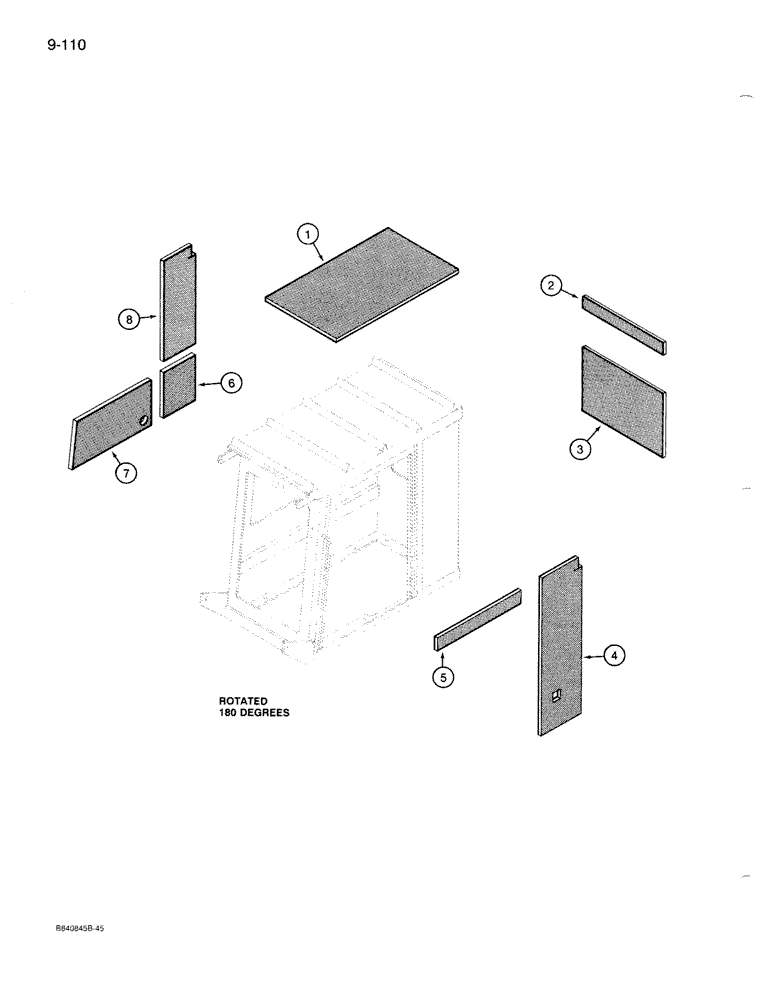 Схема запчастей Case 1085B - (9-110) - LOGGER CAB INSULATION (09) - CHASSIS