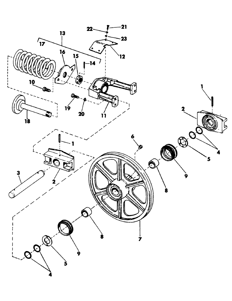 Схема запчастей Case 50 - (010) - IDLER WHEEL AND TRACK ADJUSTER (48) - TRACKS & TRACK SUSPENSION