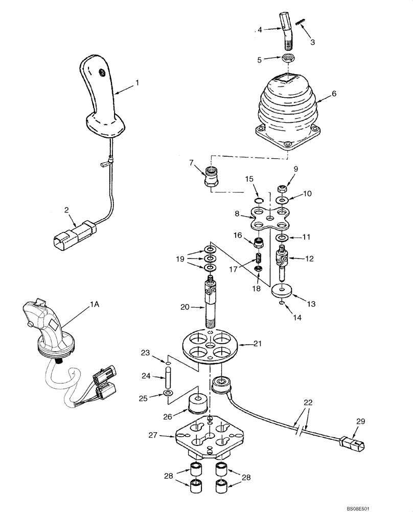 Схема запчастей Case 521D - (08-38) - VALVE ASSY - REMOTE CONTROL, SINGLE LEVER (08) - HYDRAULICS