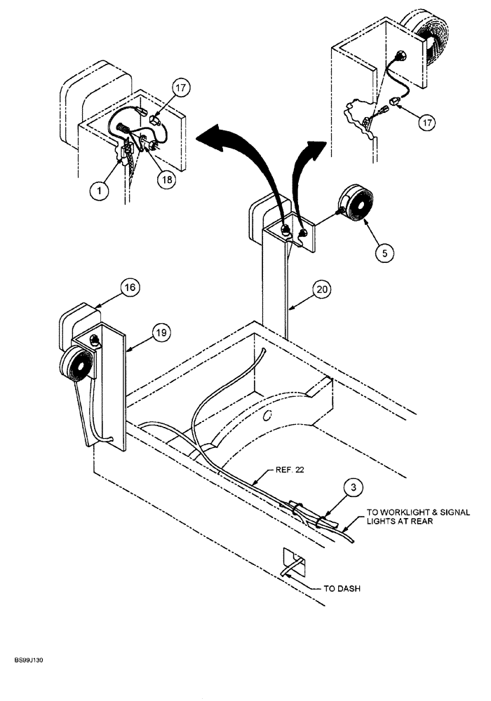 Схема запчастей Case 689G - (04-32) - OPTIONAL WORK LIGHT AND SIGNAL LAMP INSTALLATION (04) - ELECTRICAL SYSTEMS