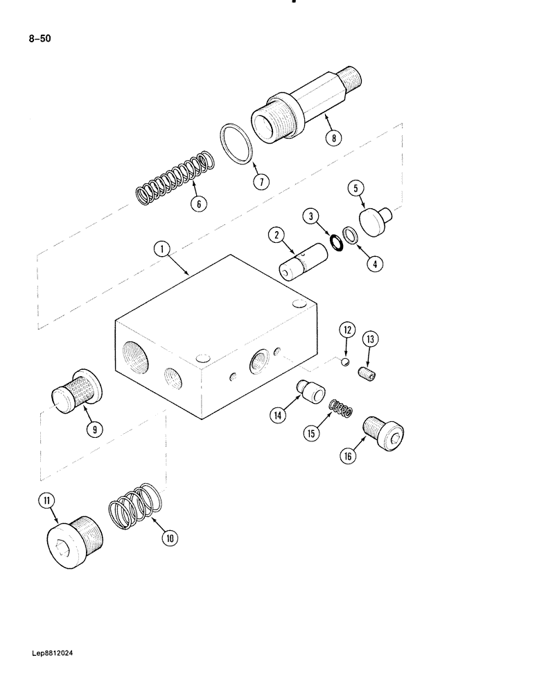 Схема запчастей Case 888 - (8-050) - ANTI-SURGE VALVE, P.I.N. FROM 15263 TO 15313 (08) - HYDRAULICS