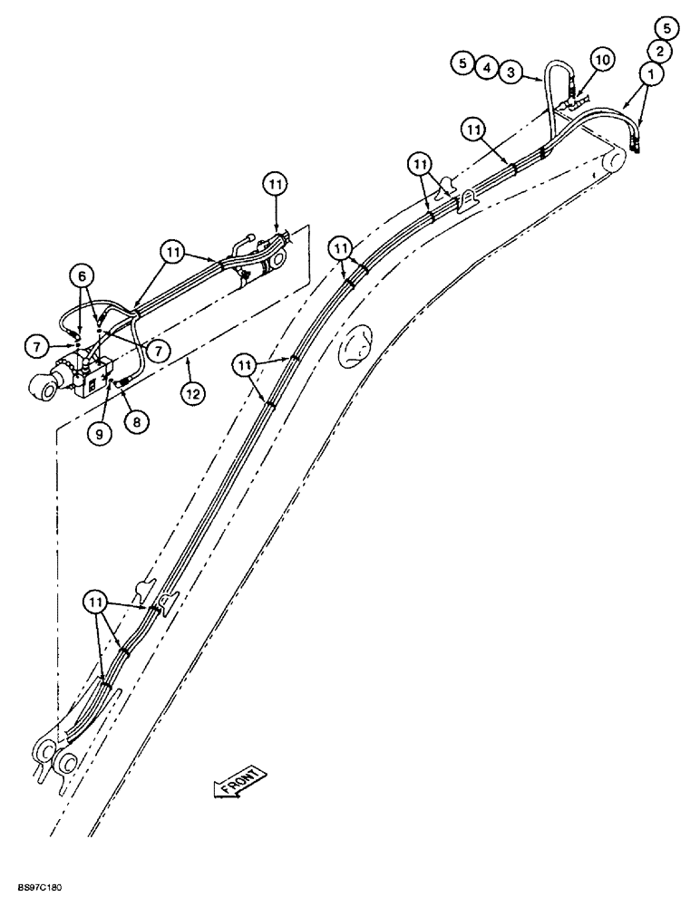 Схема запчастей Case 9030B - (8-114) - ARM AND BOOM HOLDING OPTION, ARM COMPONENTS, MODELS WITH LONG REACH (08) - HYDRAULICS