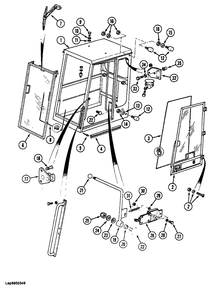 Схема запчастей Case 688 - (9-054) - CAB, CAB FRAME AND RELATED PARTS, P.I.N. FROM 74123, 74485 (09) - CHASSIS