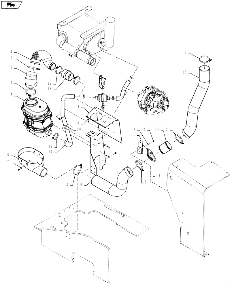 Схема запчастей Case 1121F - (10.202.01[01]) - AIR CLEANER INSTALLATION (10) - ENGINE