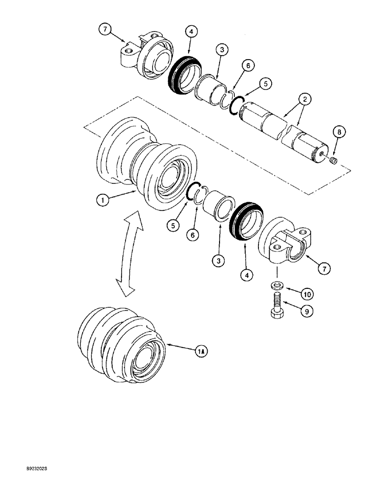 Схема запчастей Case 9045B - (5-14) - TRACK ROLLERS, ORIGINAL EQUIPMENT (11) - TRACKS/STEERING