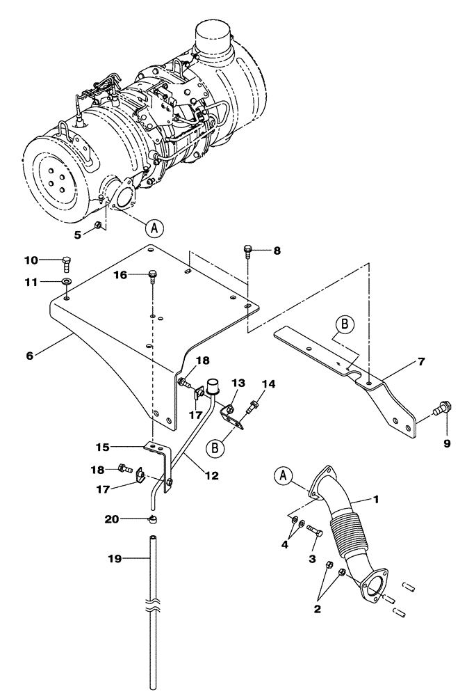 Схема запчастей Case CX250C - (02-003[01]) - EXHAUST (02) - ENGINE