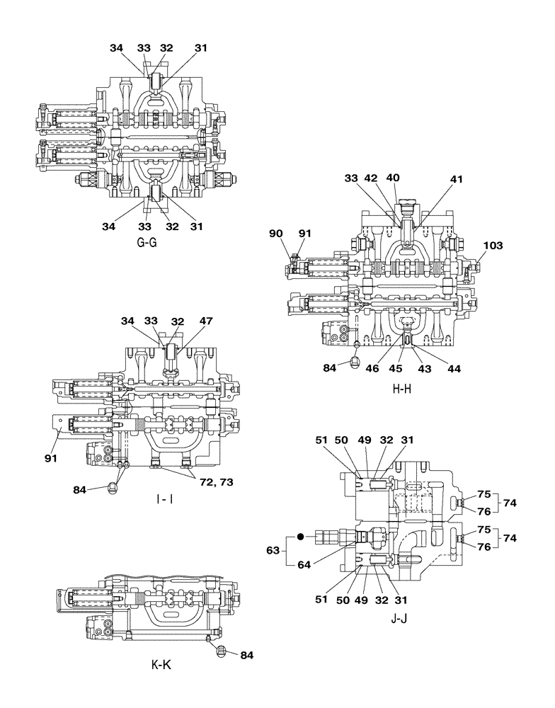 Схема запчастей Case CX350C - (08-200-05[01]) - VALVE ASSY - CONTROL (08) - HYDRAULICS