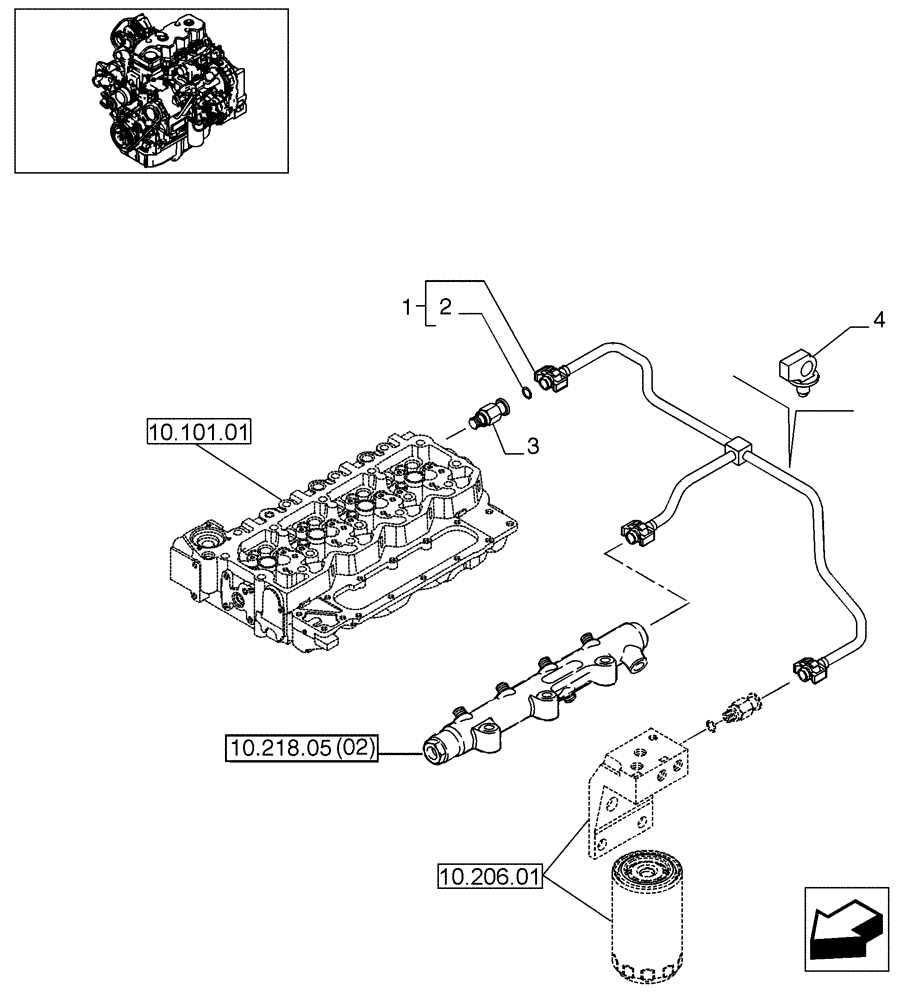 Схема запчастей Case 580SN - (10.218.05[01]) - INJECTION EQUIPMENT - PIPING (580SN, 580SN WT, 590SN) (10) - ENGINE