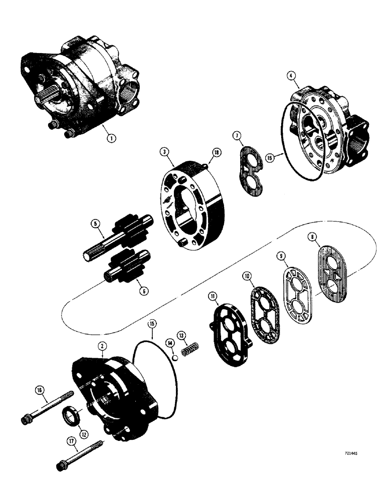 Схема запчастей Case 350 - (176) - R24624 HYDRAULIC PUMP, POWER ANGLE TILT DOZER, TRACTOR SN 3047966 AND AFTER (07) - HYDRAULIC SYSTEM