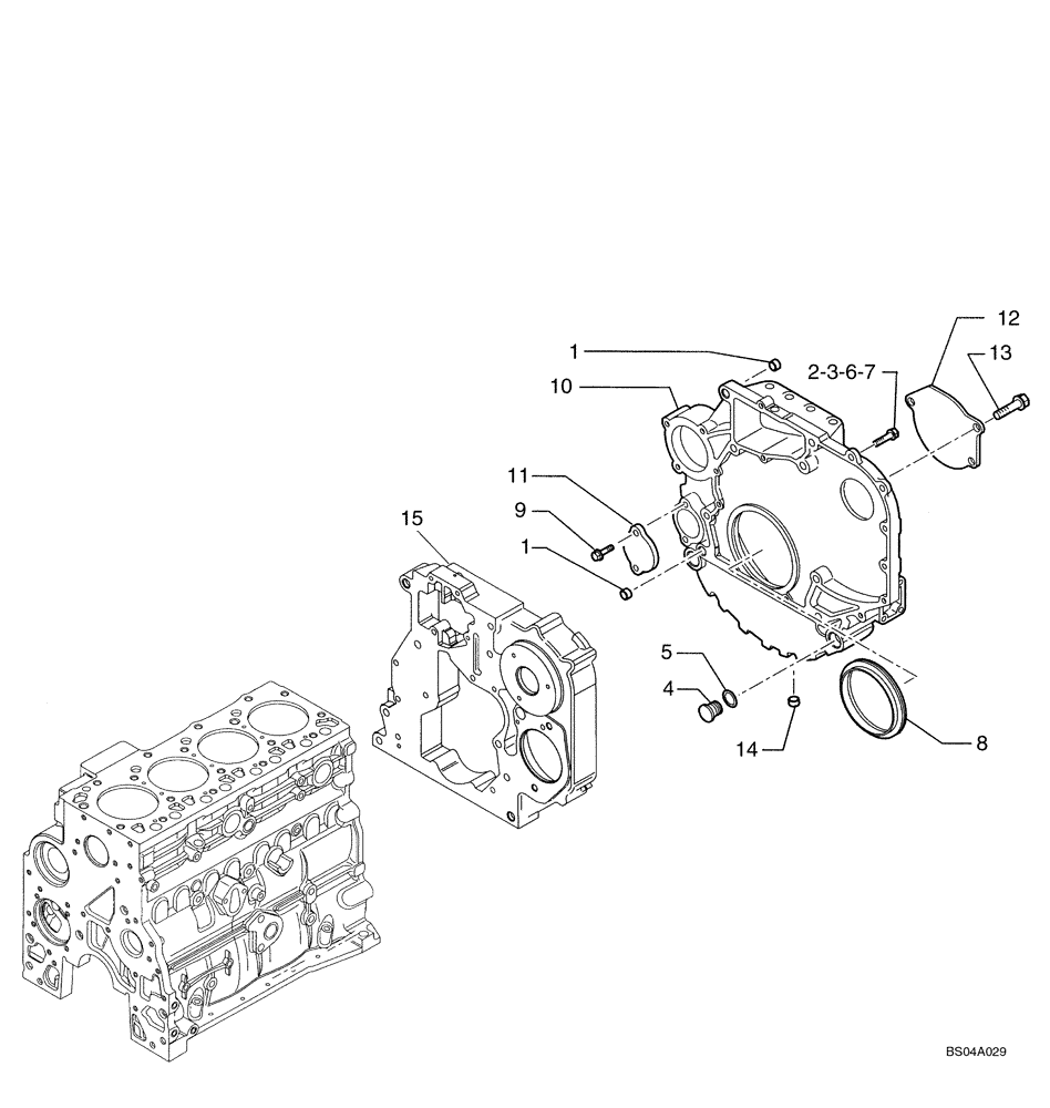 Схема запчастей Case 430 - (02-14) - CYLINDER BLOCK - COVERS (02) - ENGINE