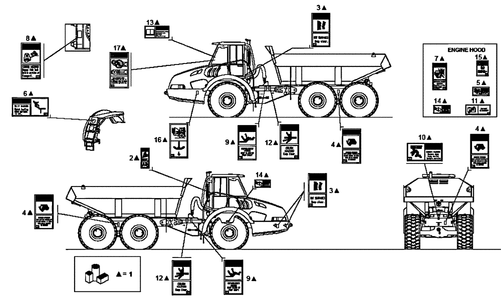 Схема запчастей Case 340 - (98A00010801[001]) - ACCESSORIES - DECAL (NORTH AMERICAN ONLY) (8900132490) (13) - Electrical System / Decals