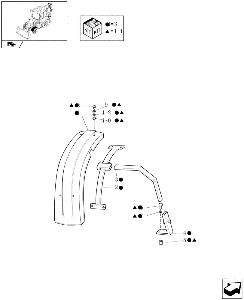 Схема запчастей Case 590SM - (09-44) - FRONT FENDERS - FRONT WHEELGUARD (09) - CHASSIS/ATTACHMENTS