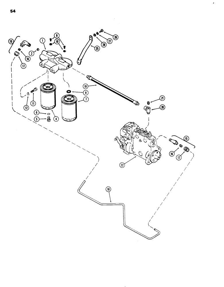 Схема запчастей Case 680G - (054) - FUEL FILTER SYSTEM, 336BD DIESEL ENGINE (03) - FUEL SYSTEM