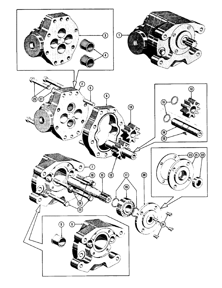 Схема запчастей Case 600 - (282) - HYDRAULIC PUMP ASSEMBLY, BODY, COVERS, GEARS, SHAFT, SEALS (07) - HYDRAULIC SYSTEM