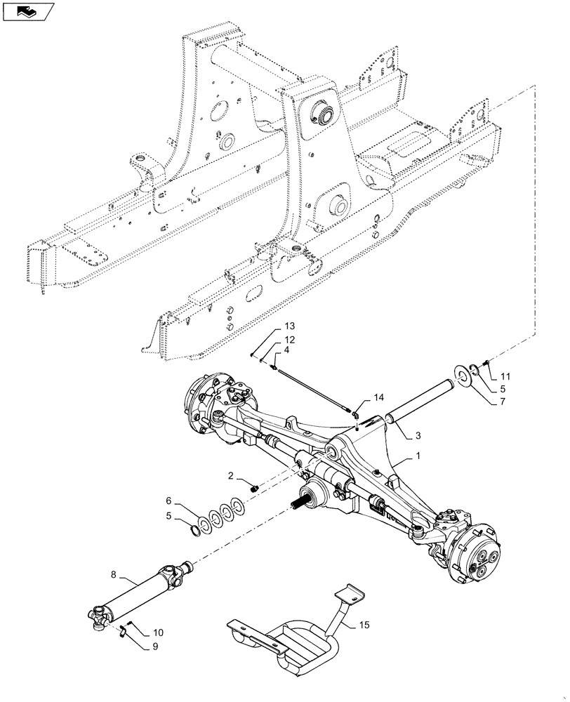 Схема запчастей Case 590SN - (25.100.02[03]) - AXLE, FRONT DRIVE - MOUNTING (590SN) (25) - FRONT AXLE SYSTEM