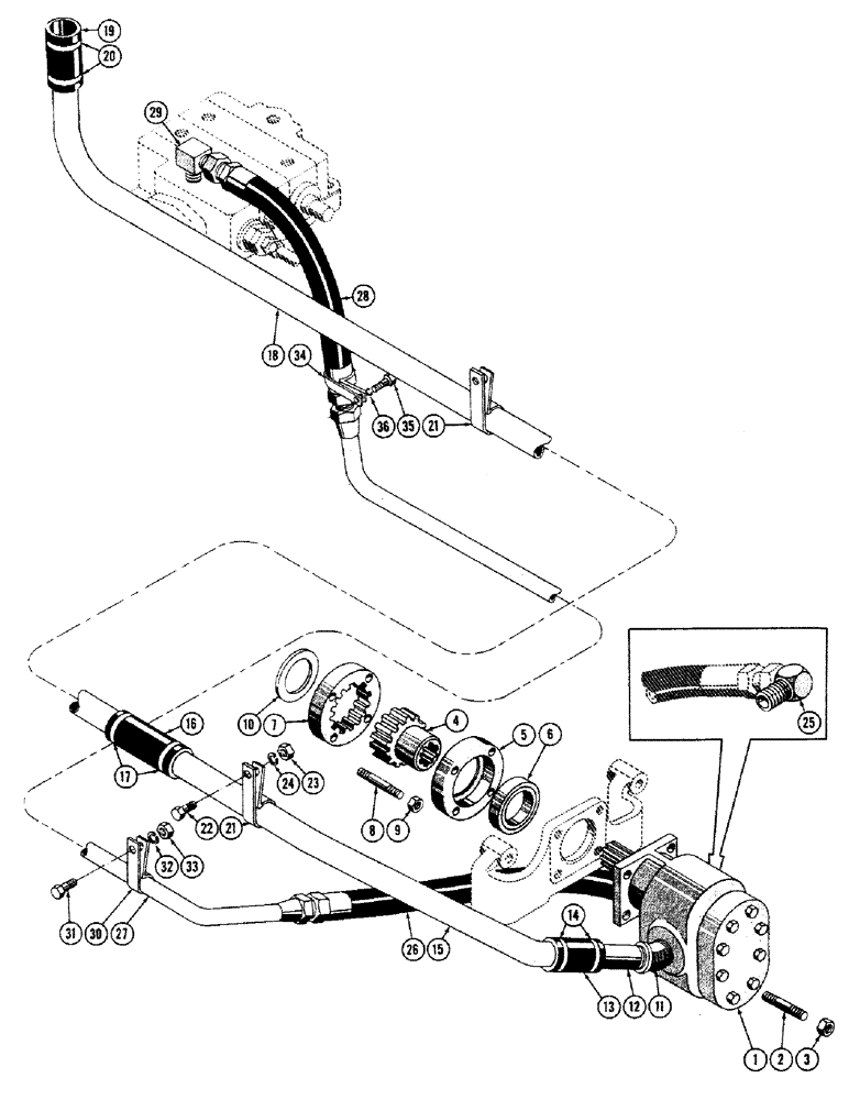 Схема запчастей Case 800 - (244) - PRIMARY HYDRAULICS FOR DOZERS (USED FROM SERIAL #7081201) (07) - HYDRAULIC SYSTEM