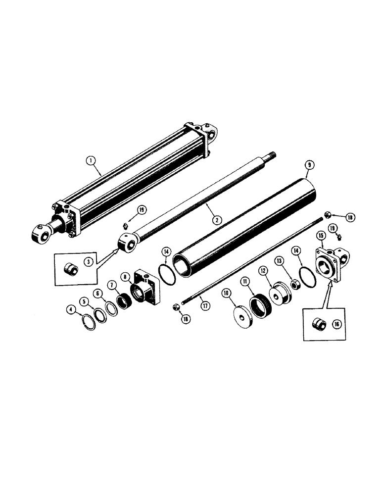 Схема запчастей Case 800 - (280[1]) - HYDRAULIC CYLINDER ASSY, PISTON ROD, END CAPS, TUBE (07) - HYDRAULIC SYSTEM