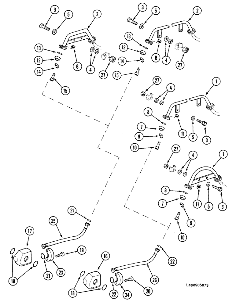 Схема запчастей Case 688C - (8E-14) - HAMMER HYDRAULIC CIRC. ON DIPPERSTICK (1.50M-2.10M-2.65M) (07) - HYDRAULIC SYSTEM