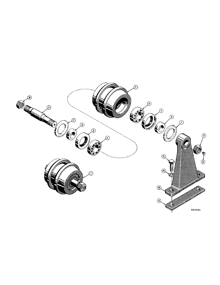 Схема запчастей Case 420C - (130) - TRACK CARRIER ROLLER (04) - UNDERCARRIAGE