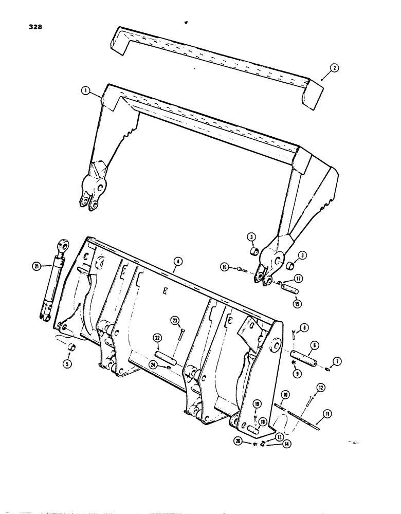 Схема запчастей Case 850B - (328) - LOADER CLAM BUCKETS (05) - UPPERSTRUCTURE CHASSIS