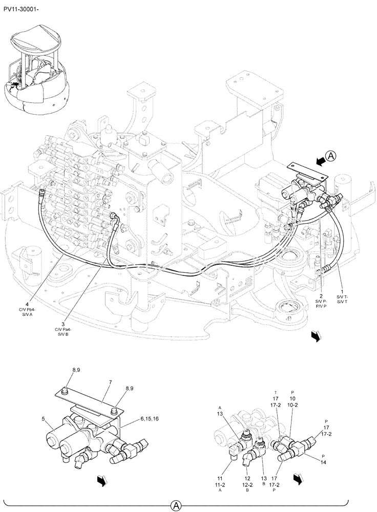 Схема запчастей Case CX27B - (01-040) - CONTROL LINES, VALVE (35) - HYDRAULIC SYSTEMS