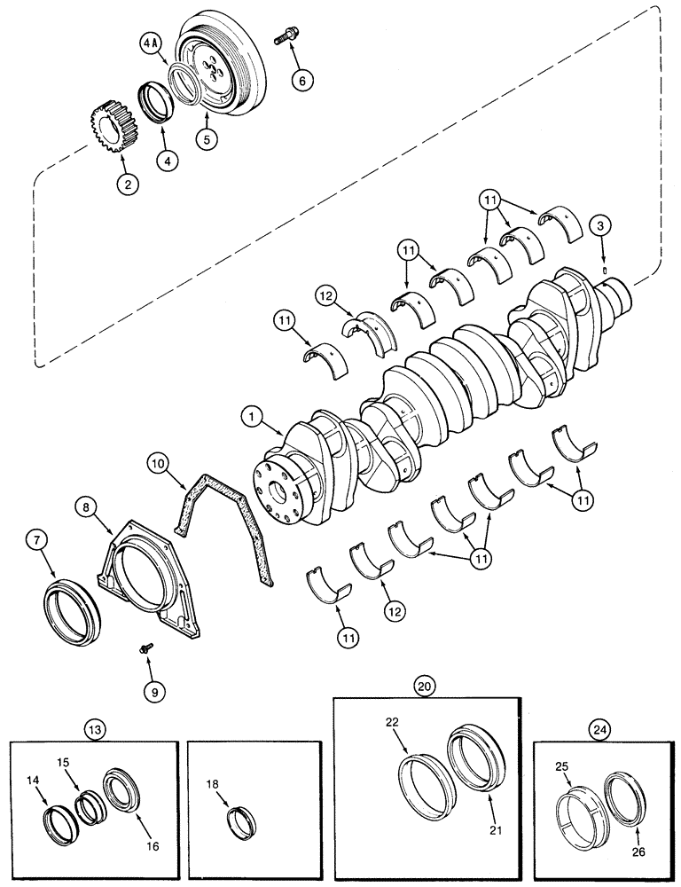 Схема запчастей Case 850E - (2-30) - CRANKSHAFT, 6-590 ENGINE, 6T-590 ENGINE (02) - ENGINE