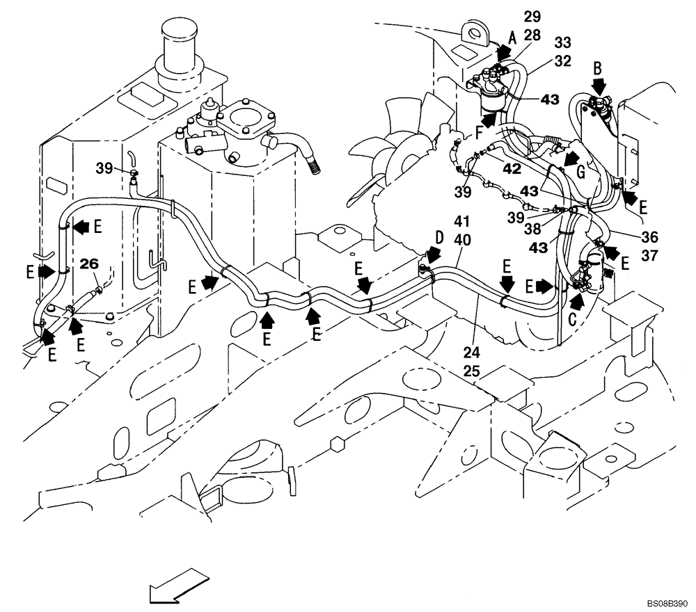 Схема запчастей Case CX80 - (03-02) - FUEL LINES - HOSES (03) - FUEL SYSTEM