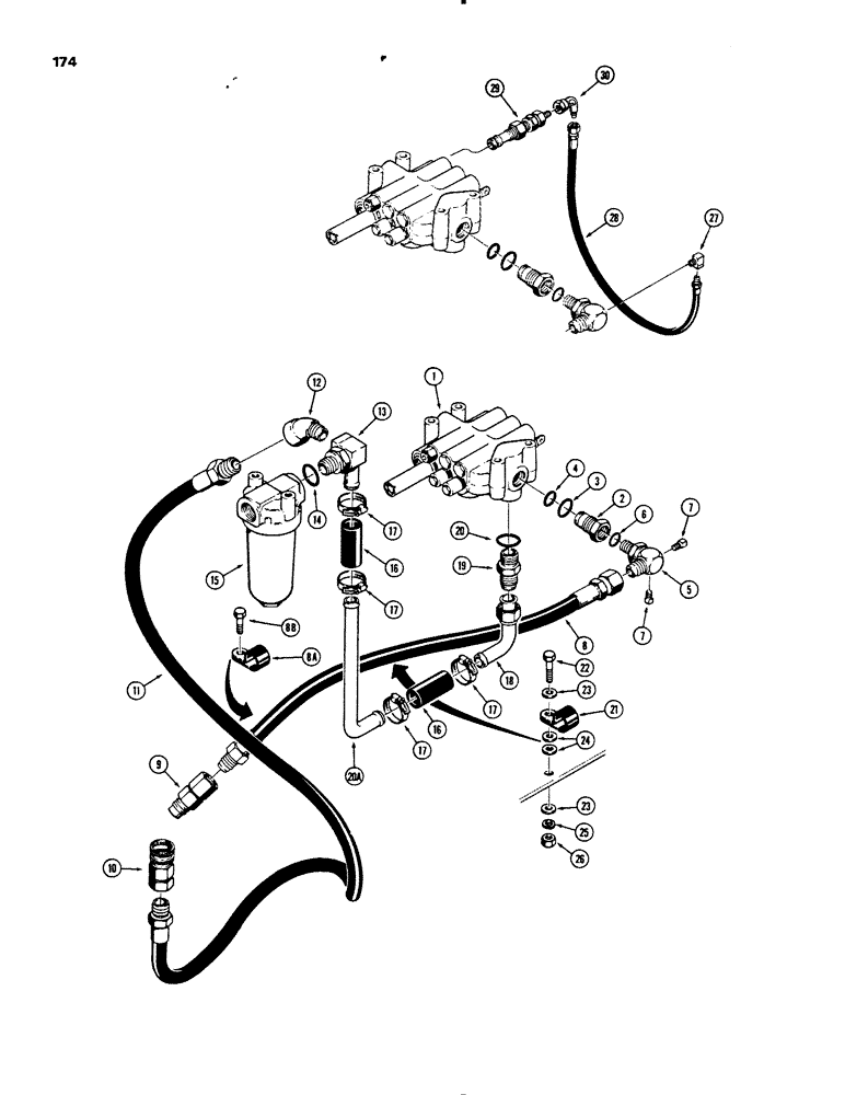 Схема запчастей Case 450B - (174) - BACKHOE CONNECTING HYDRAULIC CIRCUIT (07) - HYDRAULIC SYSTEM