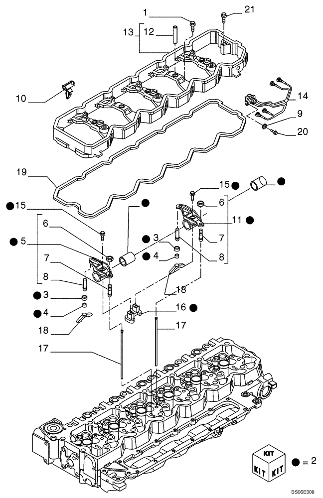 Схема запчастей Case 721E - (02-28) - ROCKER SHAFT (02) - ENGINE