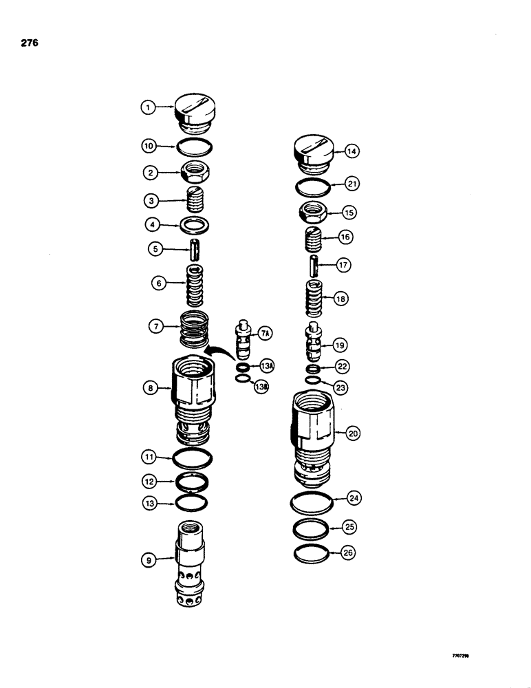 Схема запчастей Case 855C - (276) - ANTICAVITATION AND CIRCUIT RELIEF VALVE ASSEMBLIES (07) - HYDRAULIC SYSTEM