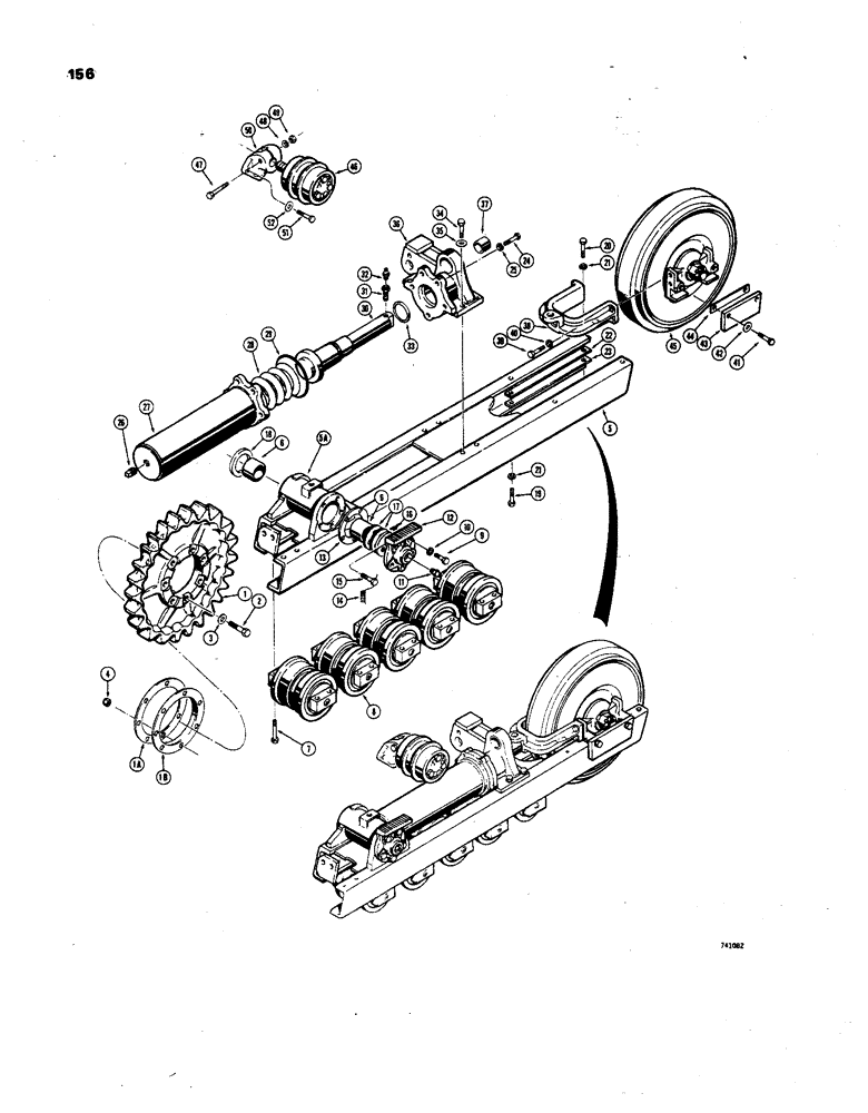 Схема запчастей Case 850 - (156) - TRACK FRAME AND RECOIL SYSTEM - 5 ROLLER (04) - UNDERCARRIAGE