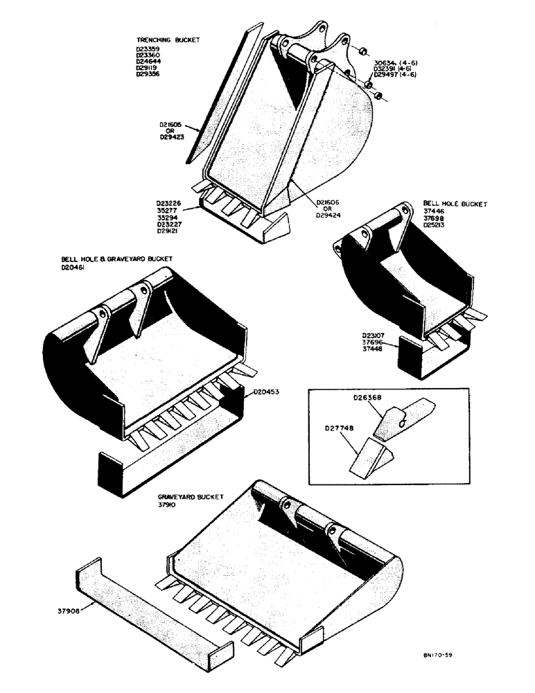 Схема запчастей Case 31 - (028) - BACKHOE BUCKETS (OPTIONAL EQUIPMENT), TRENCHING BUCKETS (MACHINERY ITEMS) 