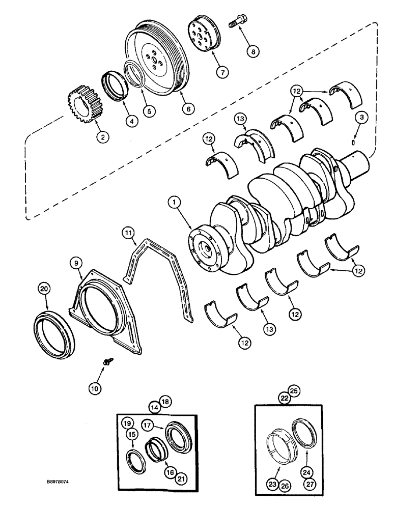 Схема запчастей Case 580SL - (2-40) - CRANKSHAFT, 4T-390 ENGINE (02) - ENGINE