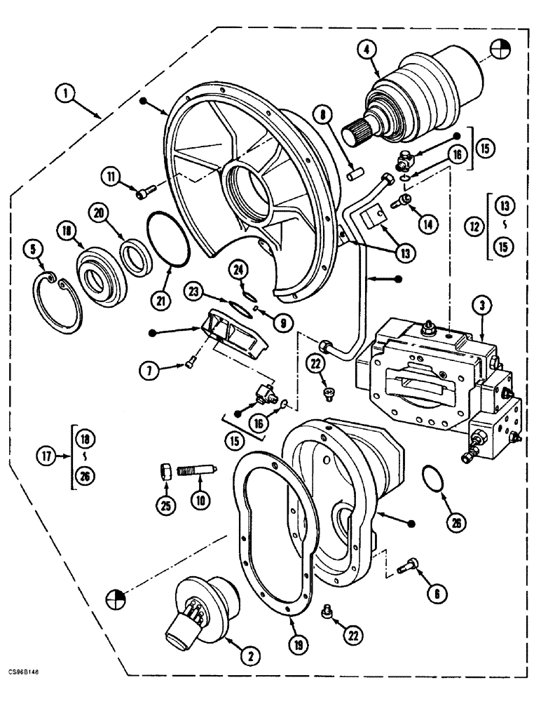 Схема запчастей Case 688BCK - (8B-12) - HIGH PRESSURE PUMP, 688B CK (120301-) (07) - HYDRAULIC SYSTEM