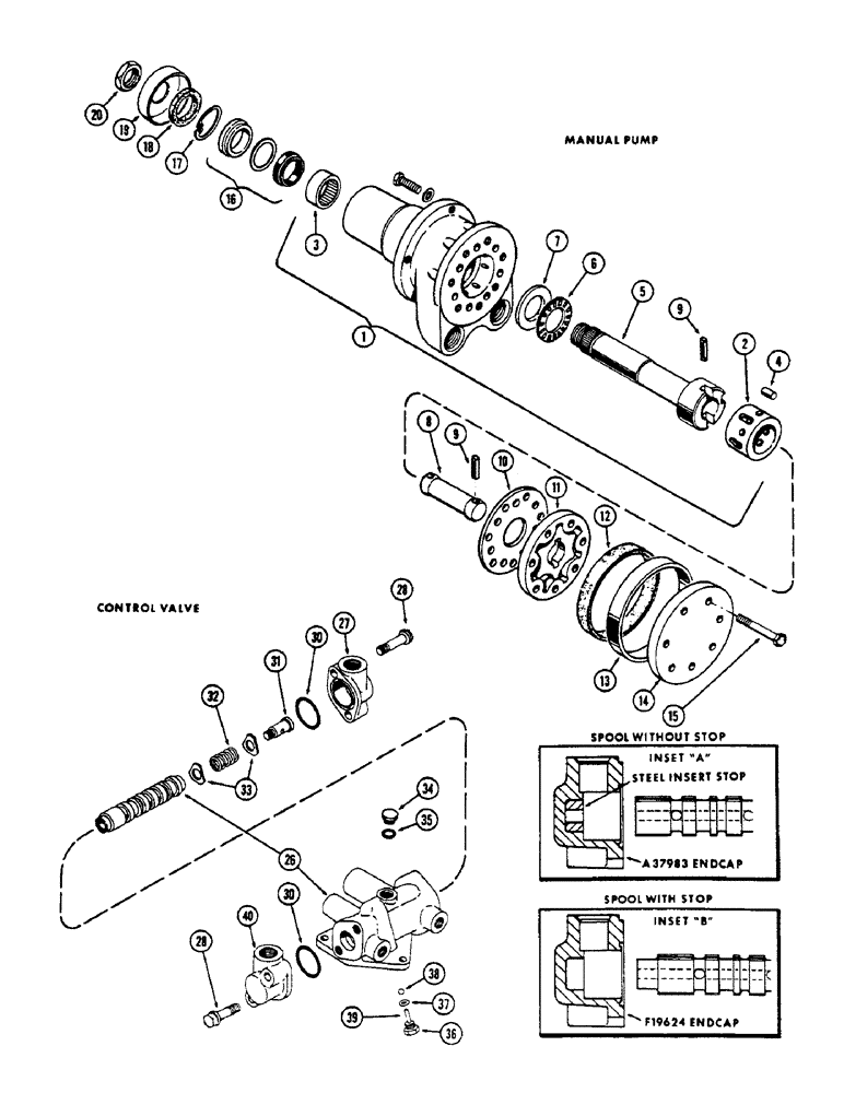 Схема запчастей Case 530CK - (112) - PARTS FOR A35579 MANUAL PUMP (35) - HYDRAULIC SYSTEMS