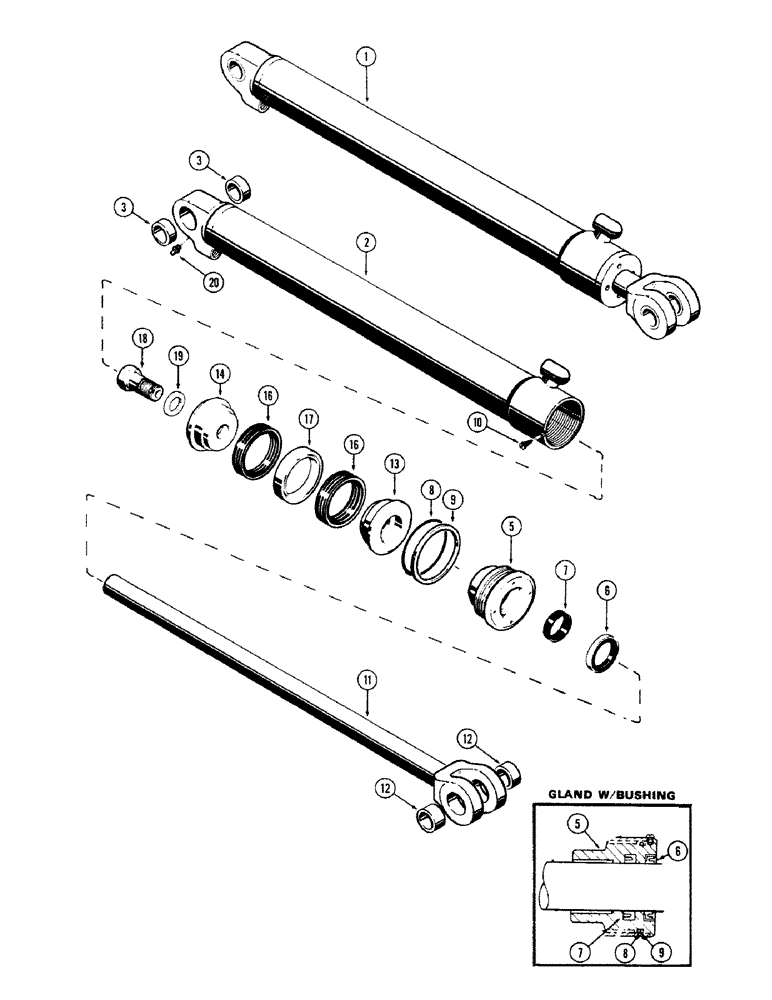 Схема запчастей Case 680CK - (288) - G33599 AND G33603 LOADER LIFT CYLINDERS, 3-1/2" DIA. CYLINDER WITH 31" STROKE WITH GLAND I.D. RING (35) - HYDRAULIC SYSTEMS