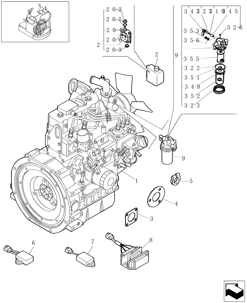 Схема запчастей Case CX16B - (0.021[01]) - ENGINE - DIESEL (10) - ENGINE