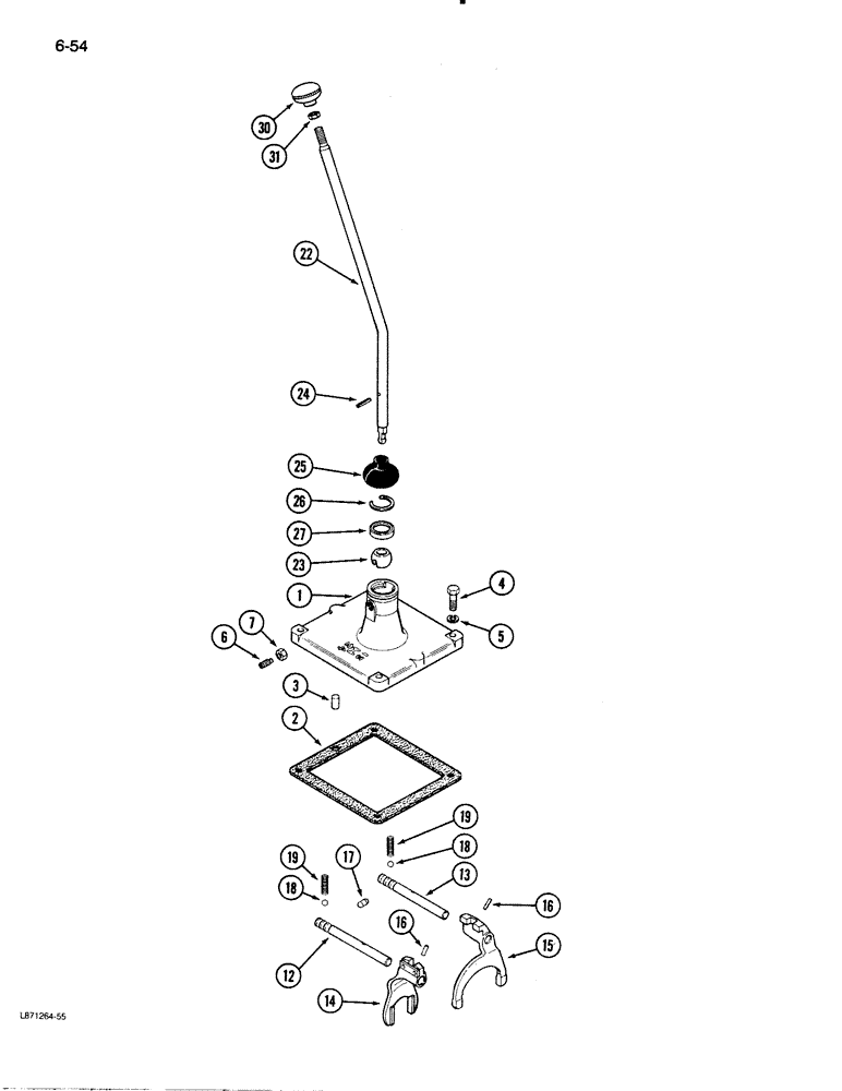 Схема запчастей Case 480E - (6-54) - TRANSAXLE, SHIFTER MECHANISM (06) - POWER TRAIN