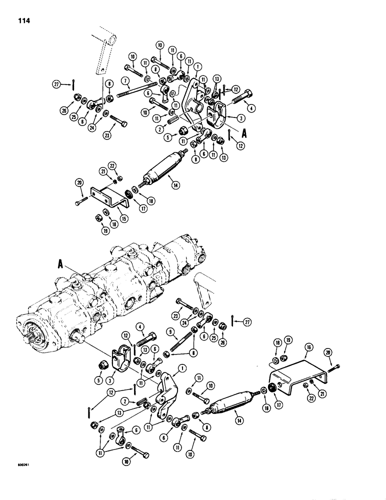 Схема запчастей Case 1835 - (114) - TANDEM PUMP CONTROL LEVERS AND MOUNTING (11) - TRACKS/STEERING