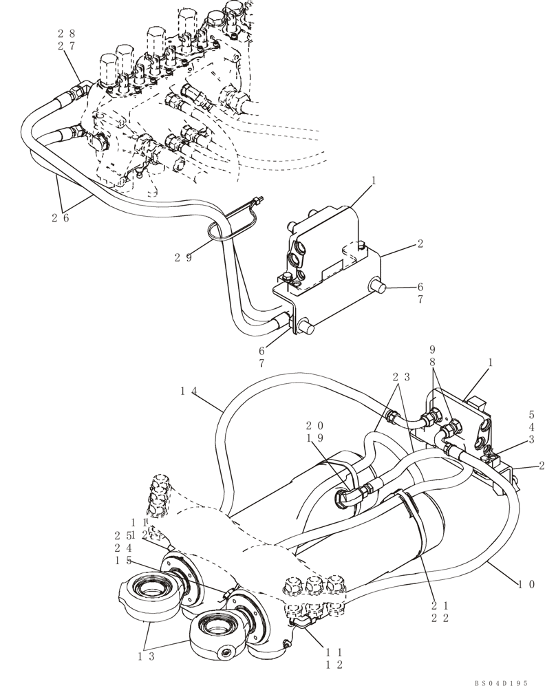 Схема запчастей Case 590SM - (08-09) - HYDRAULICS - CYLINDER, BACKHOE SWING (WITHOUT PILOT CONTROLS) (08) - HYDRAULICS